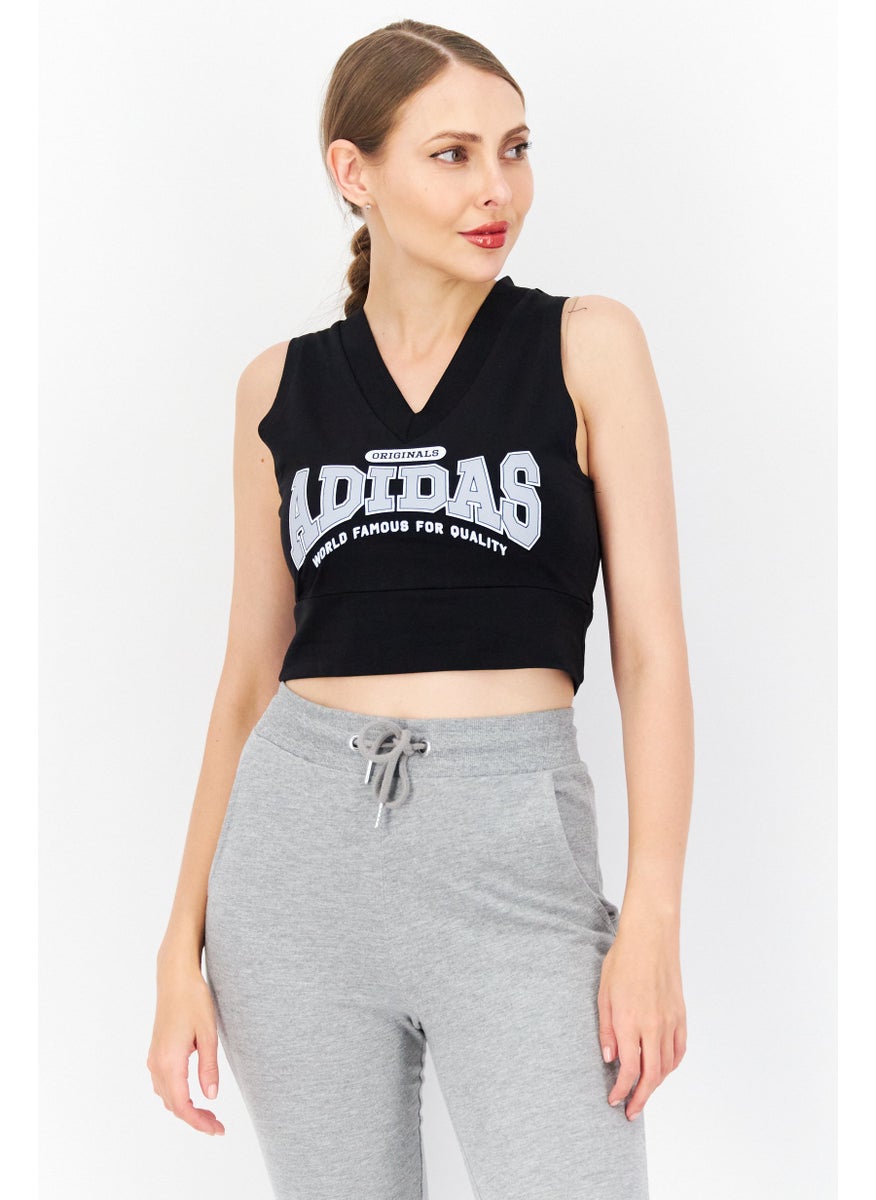 adidas Originals - Women Sportswear Fit Sleeveless Training Crop Top, Black - Image 1