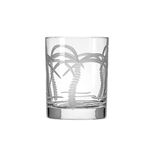 Rolf Glass Palm Tree Double Old Fashioned Glass 13 ounces – Engraved Whiskey Glasses - Lead-Free Tumbler Glass – US Made (Set of 2) - Image 2