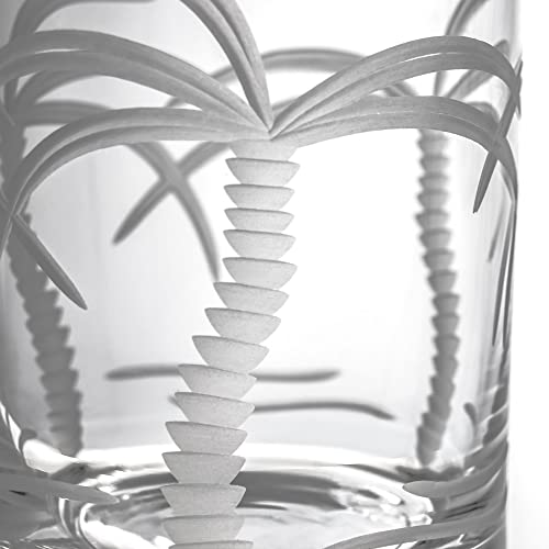 Rolf Glass Palm Tree Double Old Fashioned Glass 13 ounces – Engraved Whiskey Glasses - Lead-Free Tumbler Glass – US Made (Set of 2) - Image 3