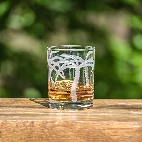 Rolf Glass Palm Tree Double Old Fashioned Glass 13 ounces – Engraved Whiskey Glasses - Lead-Free Tumbler Glass – US Made (Set of 2) - Image 4