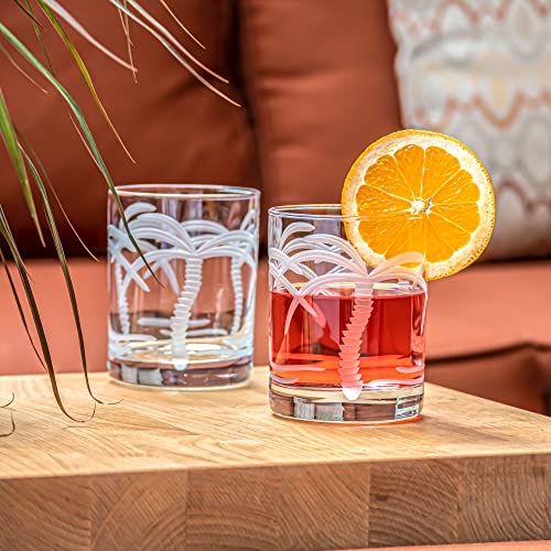 Rolf Glass Palm Tree Double Old Fashioned Glass 13 ounces – Engraved Whiskey Glasses - Lead-Free Tumbler Glass – US Made (Set of 2) - Image 5