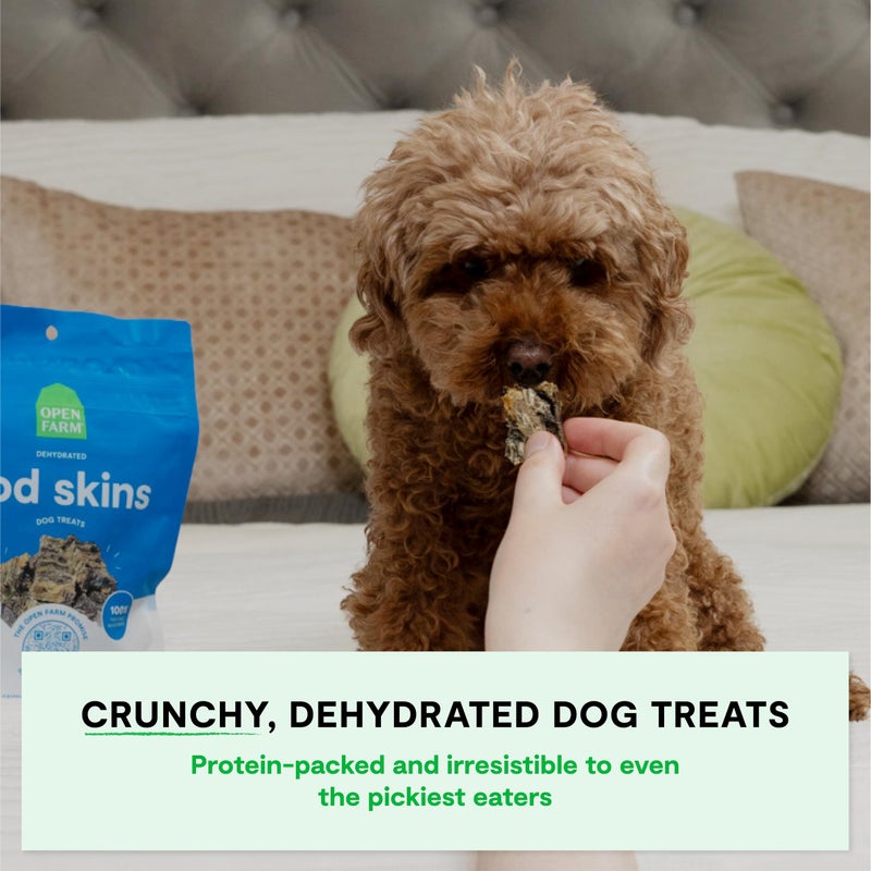 Open Farm, Dehydrated Dog Treats, High Protein & Low Carbohydrate Cod Skins, Crunchy Texture, Single Ingredient Wild-Caught Cod Skins Recipe, 2.25oz Pouch - Image 2