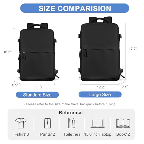 coofay Large Travel Backpack For Women Airline Approved Carry On Waterproof Sports Luggage Casual Daypack Small Hiking Backpack Black - Image 3