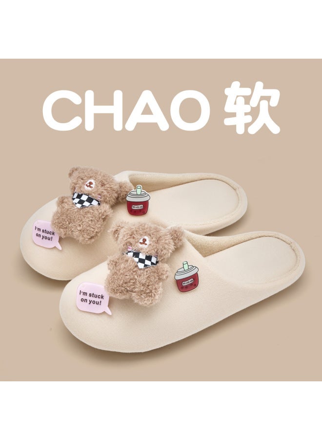 Lightweight Cotton Slippers For Women, Winter Indoor Home Wear,  New Model, Fleece-lined, Warm, Non-slip, Couple's Cotton Slippers, Floral Design For Men, Winter