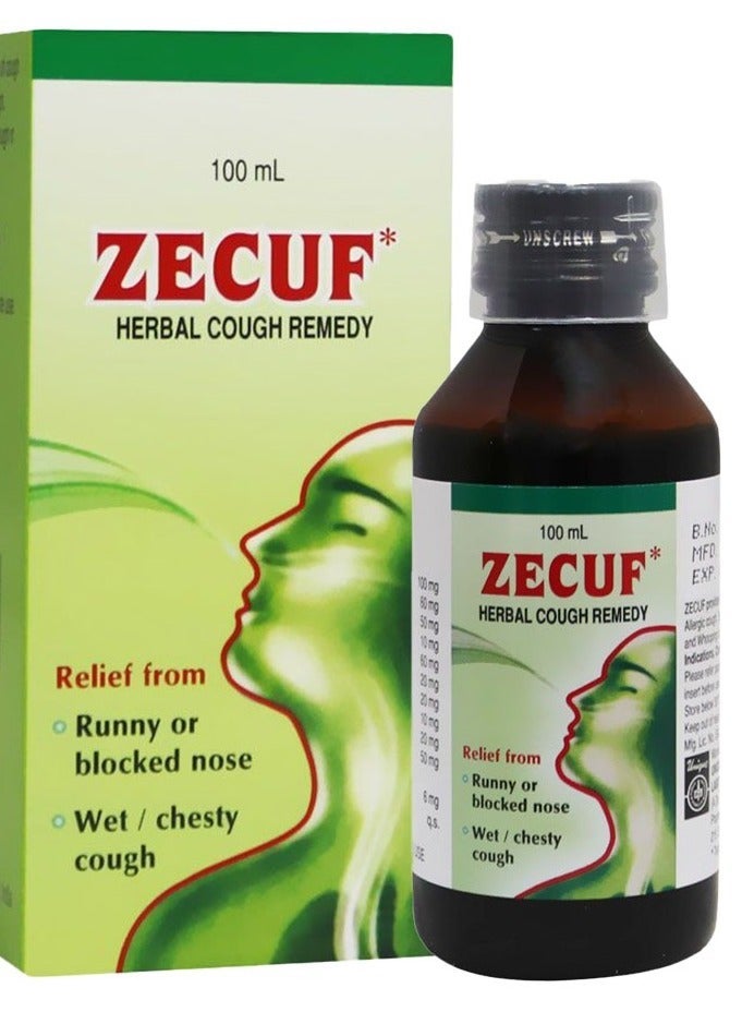 Zecuf شراب السعال العشبي زكوف - تخفيف طبيعي للسعال والحنجرة - 100 مل - Image 1