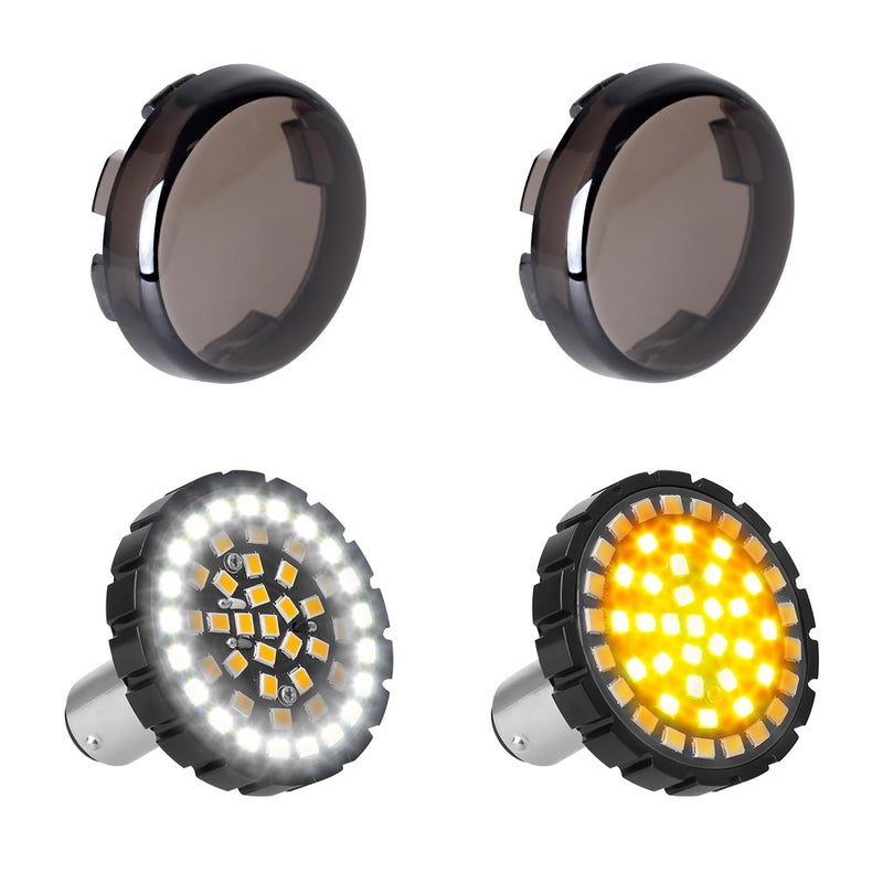 NTHREEAUTO 2" Bullet 1157 LED Turn Signal Light, Motorcycle Running Light, Switchback Front Bulbs Compatible with Harley Street Glide, Sportster, Road King