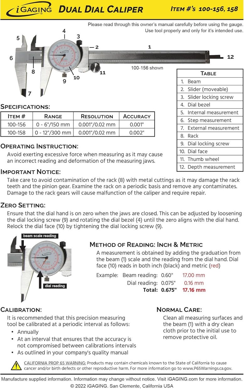 iGaging مقياس ديل، مقياس قراءة مزدوج، قياس متري ومعيار SAE (100-158) - Image 5