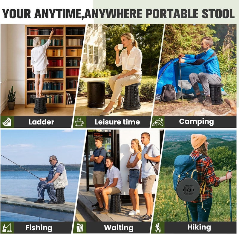 Qiguet Upgraded XXL Collapsible Stool - Portable Folding Chair with 1000lb Capacity - Image 5