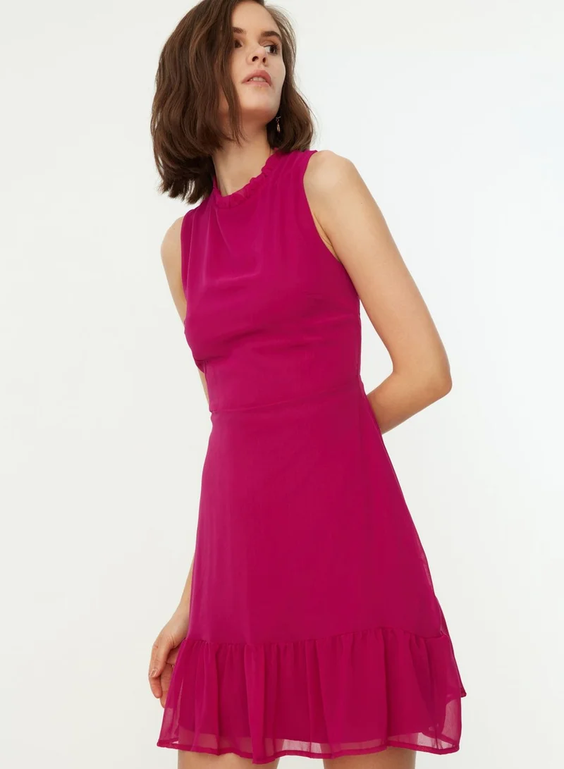 trendyol High Neck Ruffle Hem Dress