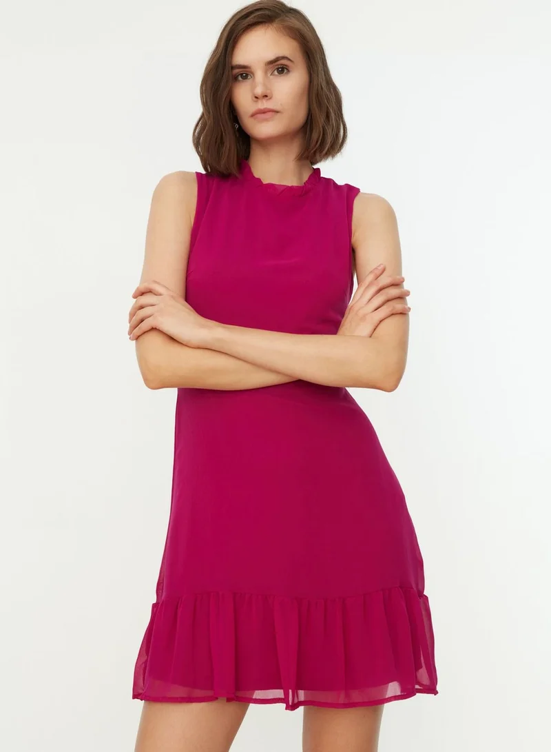 trendyol High Neck Ruffle Hem Dress
