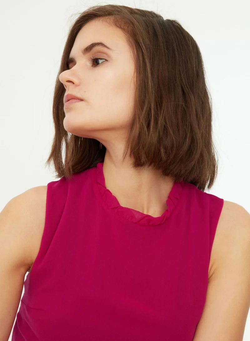 trendyol High Neck Ruffle Hem Dress