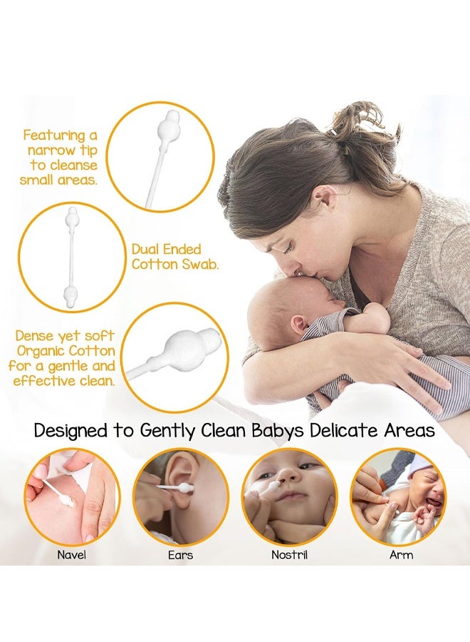 55Packs Organic Baby Cotton Swabs Hypoallergenic Biodegradable Kids Safety Cotton Buds - Image 2