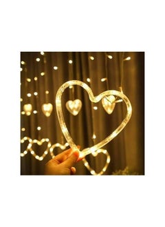 Generic Led Warm Yellow Lights Hearts Curtain - Decoration  - Image 2