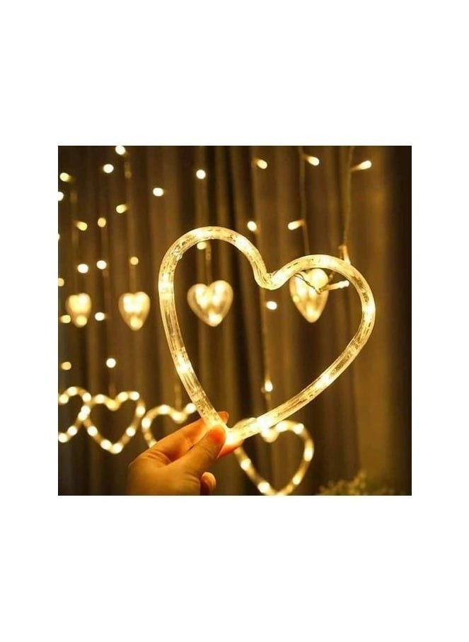Generic - Led Warm Yellow Lights Hearts Curtain - Decoration - Image 1