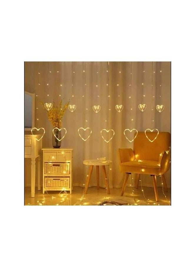 Generic - Led Warm Yellow Lights Hearts Curtain - Decoration - Image 1