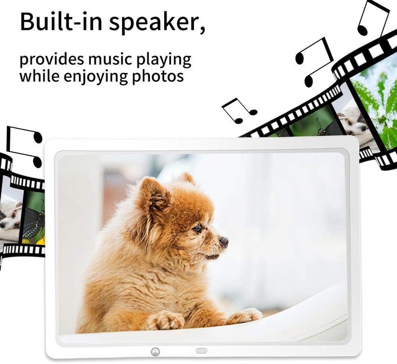 15.4inch Digital Picture Frame, Digital Photo Frame with Motion Sensor Music, Photo, Clock, Album, Slide Show, Auto On/Off Timer Remote Control Support 32GB USB Drives/SD Card(White) - Image 4