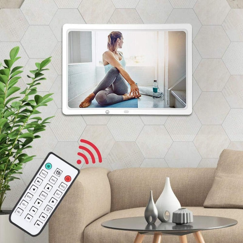15.4inch Digital Picture Frame, Digital Photo Frame with Motion Sensor Music, Photo, Clock, Album, Slide Show, Auto On/Off Timer Remote Control Support 32GB USB Drives/SD Card(White) - Image 2