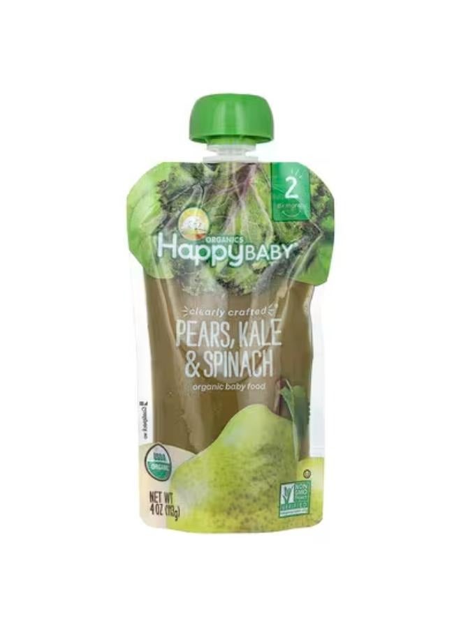 Happy Family Organics Happy Baby, Organic Baby Food, 6+ Months, Pears, Kale & Spinach, 4 oz (113 g)