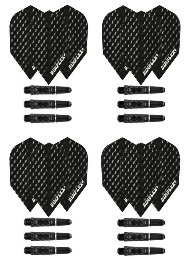 Harrows Darts 4 x Sets of Dimplex Dart Stems and Dimplex Dart Flights - 12 Dart Shafts 12 Darts Flights in Total - Medium & Short (Short, Black) - Image 1
