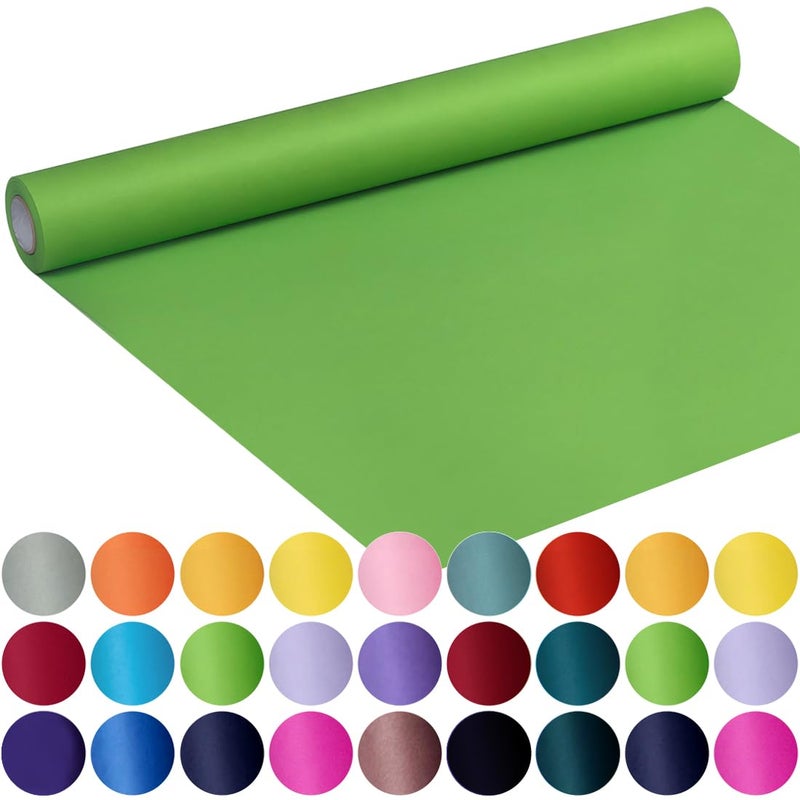 SMART&CASUAL 17.8" x 760" (63') Medium Green Kraft Craft Paper Roll for Gift Wrapping Bulletin Board Bouquet Flower Kids Art Packing Parcel Table Covering 80GSM 55LB (Medium Green, 17.8" x 63') - Image 1