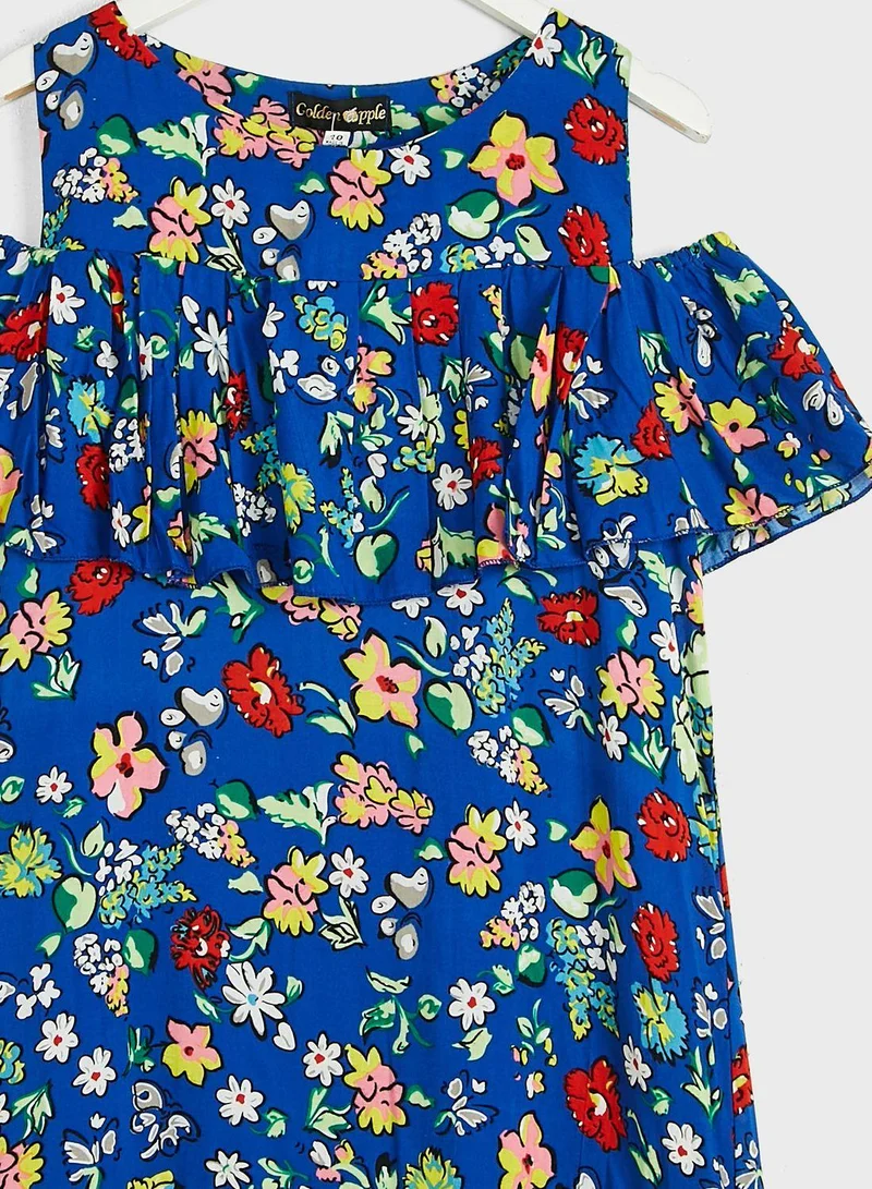 Little Golden Apple Floral Ruffle Sundress