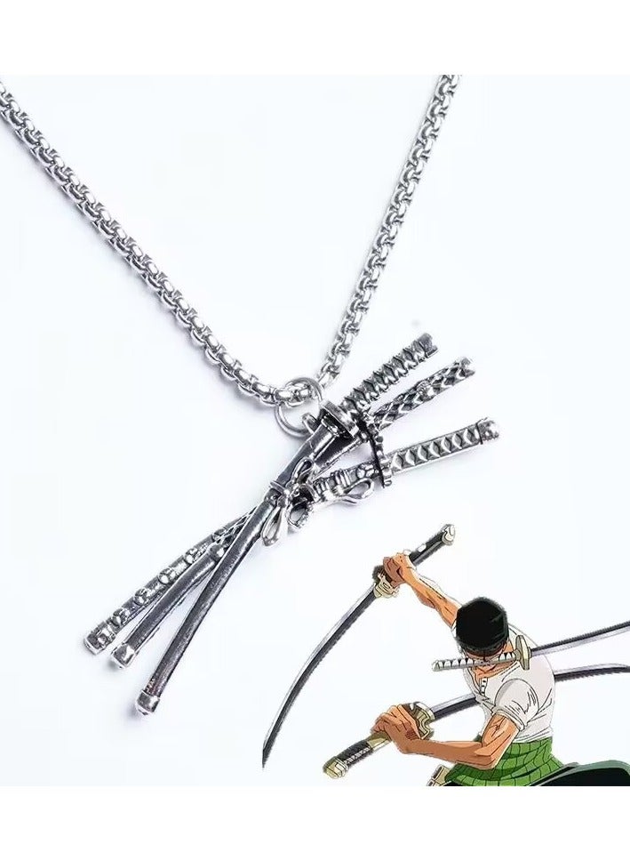 Mark Fairwhale One Piece Zoro Three Knives Hip Hop Necklace - Image 1