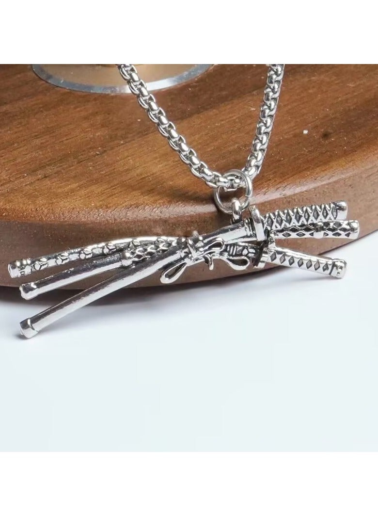 Mark Fairwhale One Piece Zoro Three Knives Hip Hop Necklace - Image 3
