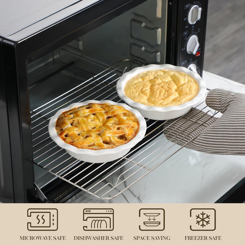 MALACASA Ceramic Mini Pie Pans Set of 6, 6 Inch Pie Plates for Baking with Ruffled Edge, Small Quiche Baking Dish Pans Tart Pans, Individual Pot Pie Plates, Microwave & Oven Safe, White - Image 3