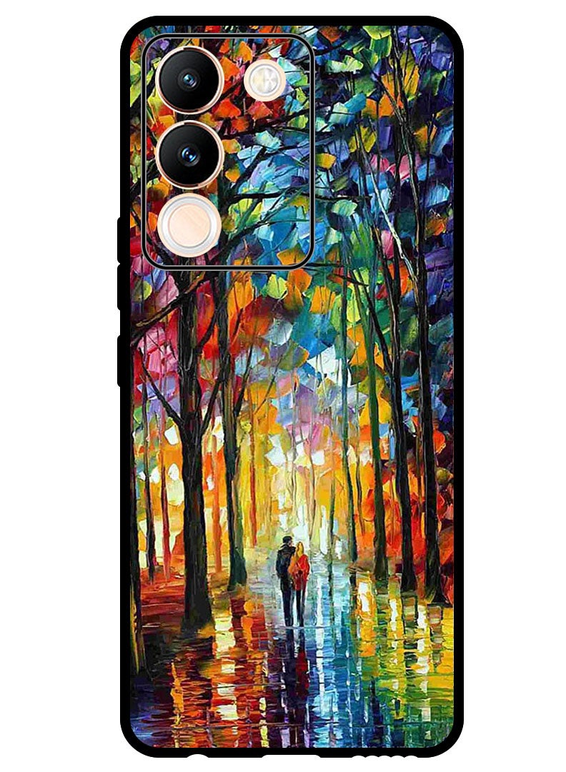 Theodor Protective Case Anti Scratch Shock Proof Bumper Cover For Vivo V29e Colorful  Art Couple - Image 1