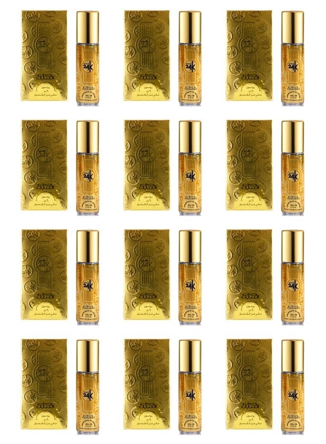 Nabeel 12 Pcs Nabeel Gold 24K Alcohol Free Roll On Oil Perfume 6ML - Image 1