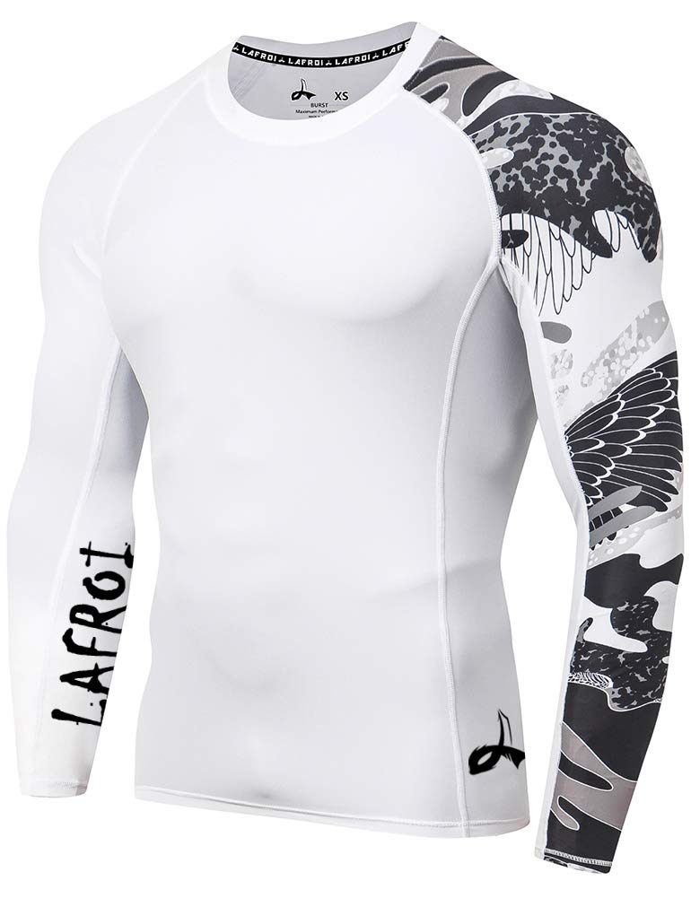 LAFROI Men's Long Sleeve UPF 50+ Baselayer Skins Performance Fit Compression Rash Guard-CLYYB Asym Trace Size MD - Image 1