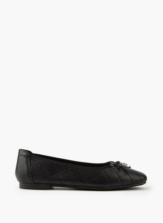 Quilted Ballerina Shoes with Bow Detail