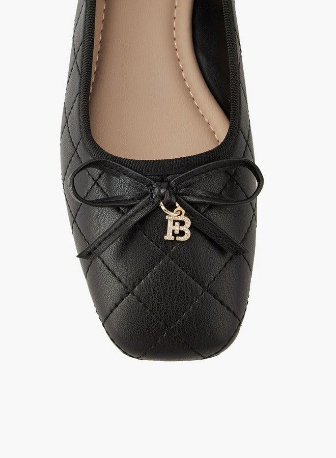 Flora Bella By Shoexpress Quilted Ballerina Shoes with Bow Detail - Image 4