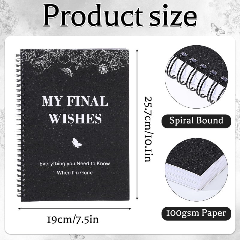 Thboxes My Final Wishes, End of Life Planner Death Spiral Estate Planner Organizer Things You Need Know When I'm Gone Notebook 7.4"x10.1" for Possessions Affairsï¼ŒBlack - Image 2