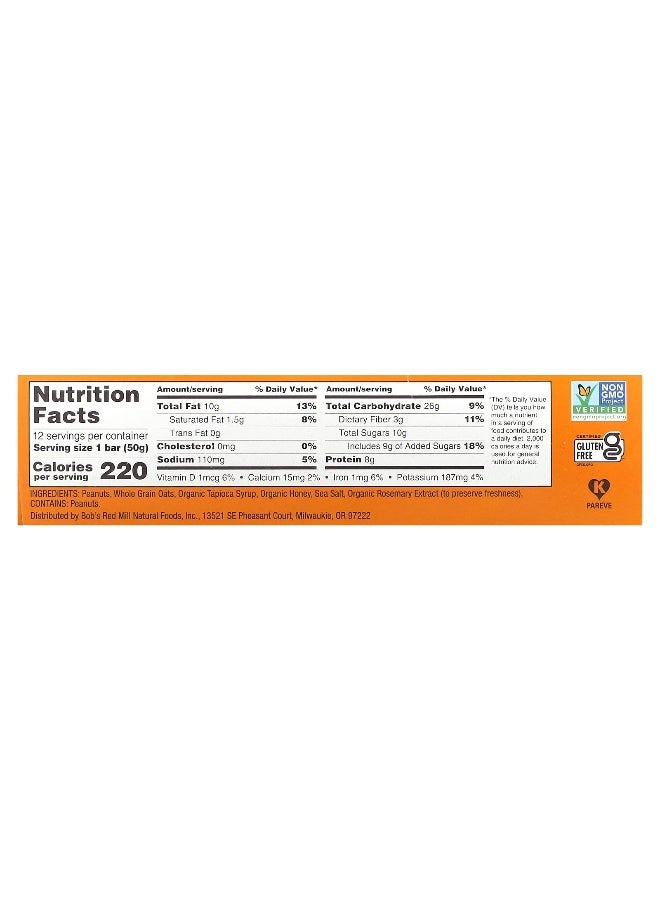 Bobs red mill Bob's Red Mill, Bob's Bar, Peanut Butter, Honey & Oats , 12 Bars, 1.76 oz (50 g) Each  - Image 2