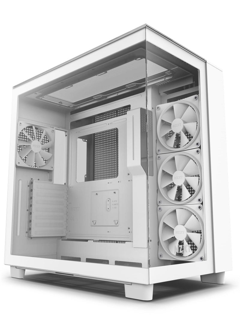 NZXT - H9 Elite Dual-Chamber ATX Mid-Tower PC Case, Unique Glass Panel, Intuitive Cable Mgt, 360mm Radiators & 10x120mm Fans Support, Built-in RGB & Fan Controller, USB 3.2 Type-C/A, White- CM-H91EW-01 - Image 1
