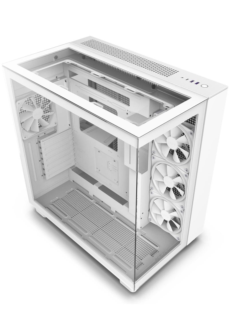 NZXT - H9 Elite Dual-Chamber ATX Mid-Tower PC Case, Unique Glass Panel, Intuitive Cable Mgt, 360mm Radiators & 10x120mm Fans Support, Built-in RGB & Fan Controller, USB 3.2 Type-C/A, White- CM-H91EW-01 - Image 1
