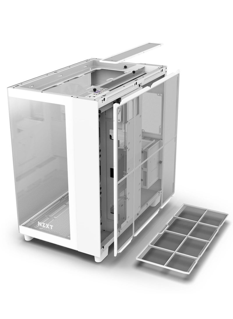 NZXT - H9 Elite Dual-Chamber ATX Mid-Tower PC Case, Unique Glass Panel, Intuitive Cable Mgt, 360mm Radiators & 10x120mm Fans Support, Built-in RGB & Fan Controller, USB 3.2 Type-C/A, White- CM-H91EW-01 - Image 1