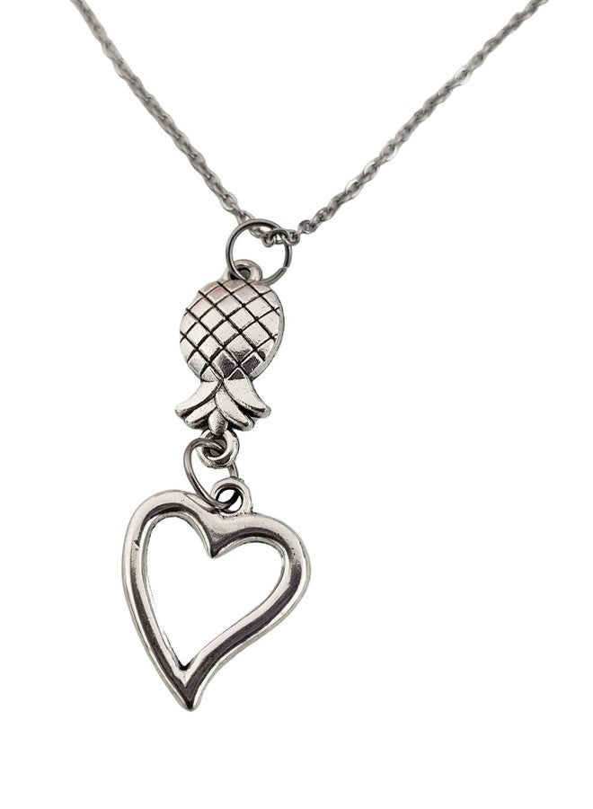 Pretty Inappropriate Upside Down Pineapple Necklace, Accessories, Upside Down Pineapple Jewelry, Silver Necklace, Stainless Steel Chain, Queen, Love, Relationship, Upsidedown, Valentines Christmas - Image 1