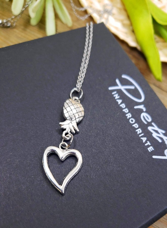 Pretty Inappropriate Upside Down Pineapple Necklace, Accessories, Upside Down Pineapple Jewelry, Silver Necklace, Stainless Steel Chain, Queen, Love, Relationship, Upsidedown, Valentines Christmas - Image 2