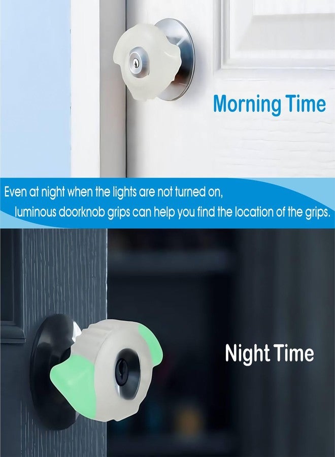 MUROCEA Silicone Door Knob Grips, Anti-Slip Door Knob Covers with Side Glow Inserts, Easy Open Door Aid for Seniors & Arthritis, 3" W x 2" D, 4PCS, Measure Your Doorknob Before Buying - Image 3