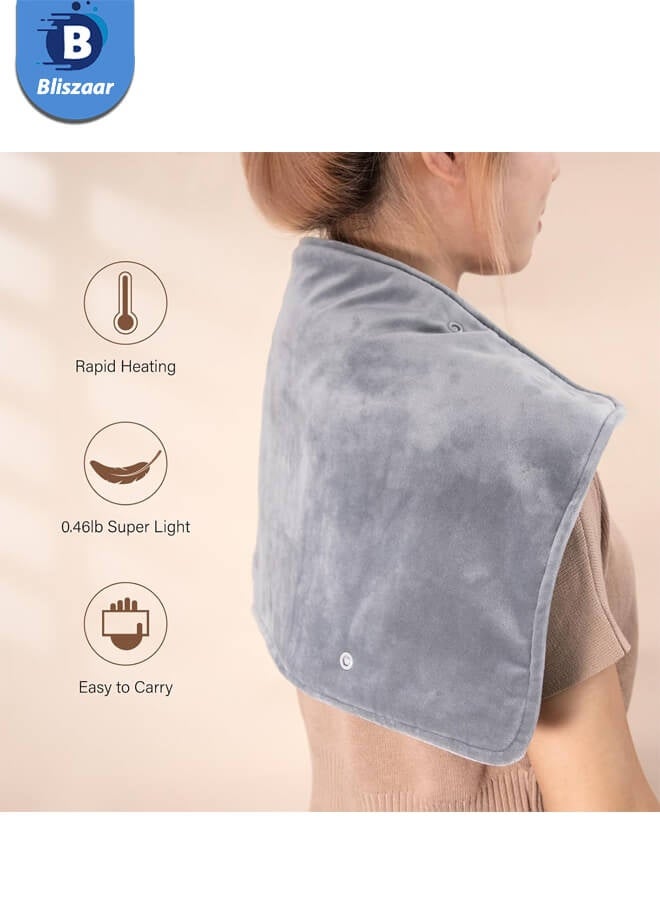 Bliszaar Large Heating Pad with Auto Shut-Off - 3 Heat Settings for Back Pain & Period Cramps Relief - Machine Washable, Portable, Perfect Gift for Women (Grey) - Image 4