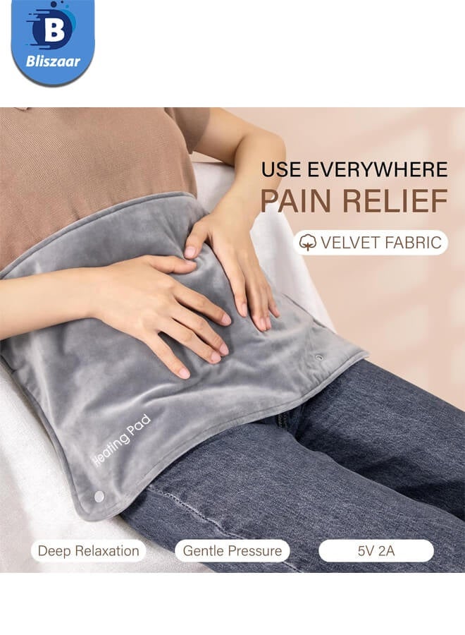 Bliszaar Large Heating Pad with Auto Shut-Off - 3 Heat Settings for Back Pain & Period Cramps Relief - Machine Washable, Portable, Perfect Gift for Women (Grey) - Image 2