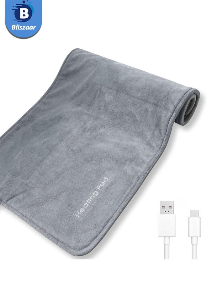 Bliszaar Large Heating Pad with Auto Shut-Off - 3 Heat Settings for Back Pain & Period Cramps Relief - Machine Washable, Portable, Perfect Gift for Women (Grey) - Image 1
