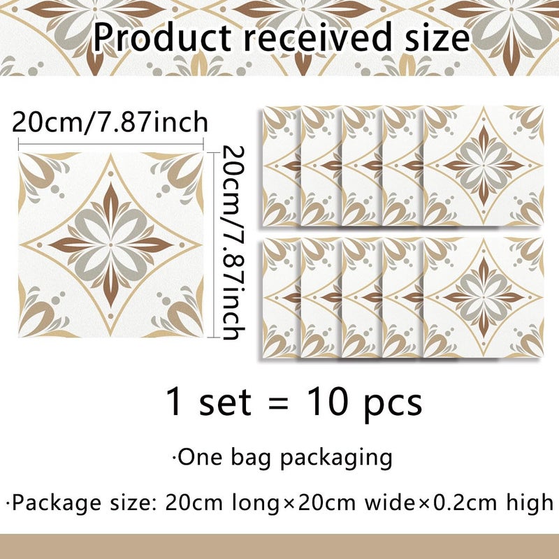 BooDecal Large Peel and Stick Tile Stickers DIY for Home Decor- (Pack of 10 Large) 7.87 x 7.87 inches Easy to Peel and Stick Wall Tile Decals Kitchen Backsplash Wall Stairs Furniture (Light Brown) - Image 4