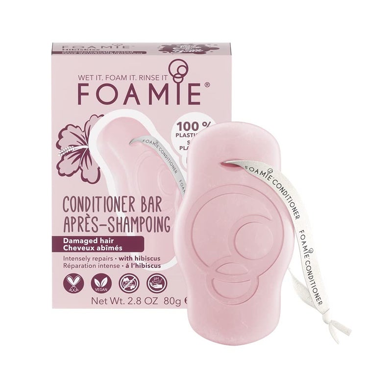 Foamie Natural Hair Conditioner Bar SoapFree Solid Conditioner for Dry  Damaged Hair Repair Conditioner Hibiscus Plastic Free Cruelty Paraben and Sulfate Free