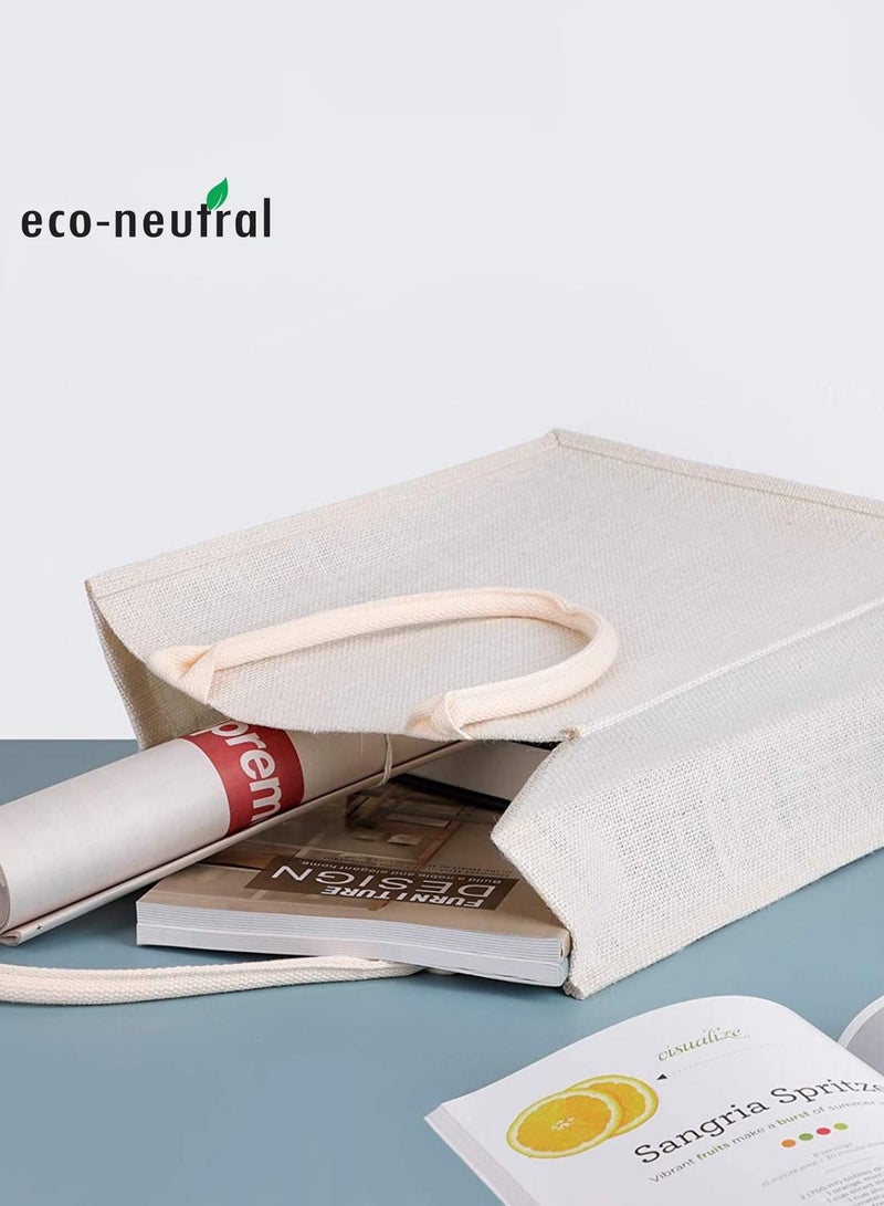 Eco-neutral 5-Piece Jute Tote Shopping Bag Waterproof Coating With Soft Handle - Image 4