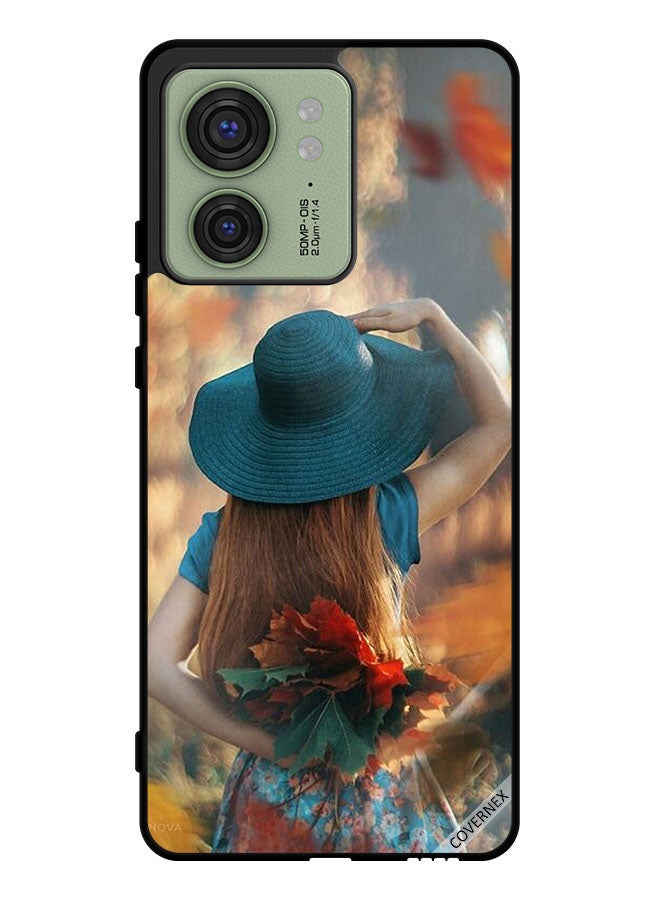 Covernex Protective Case Cover For Motorola Edge 40 Hat Girl Hiding Love Leaves - Image 1