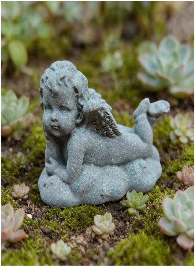 livelyfish Mini Guardian Angel Statue Praying Cherub Figurine Sandstone Wings Angel Sculpture for Aquarium Fish Tank Flower Pot Decor (B) - Image 1