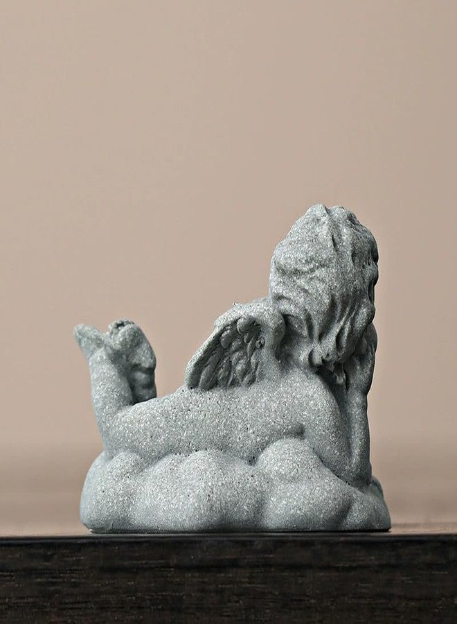 livelyfish Mini Guardian Angel Statue Praying Cherub Figurine Sandstone Wings Angel Sculpture for Aquarium Fish Tank Flower Pot Decor (B) - Image 4